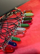 10 Hexagonal Bullet Crystal Necklaces – Healing Gemstone Pendants on Cord