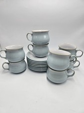 8x Denby Blue Linen Teacups &