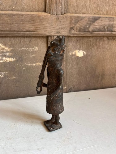 African benin bronze figure - bronze,