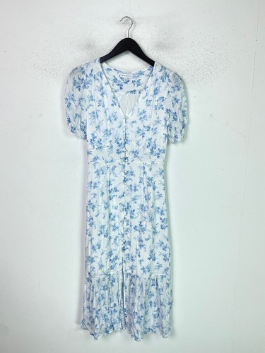 Warehouse white blue floral - white,