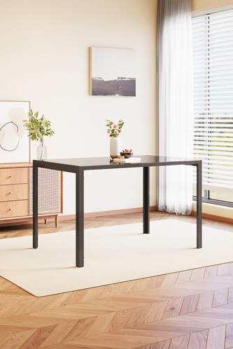 Black tempered glass dining - black,
