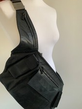 VINTAGE GUCCI MEN'S LEATHER MESSENGER CROSSBODY ORGANISER BAG MULTI POCKETS