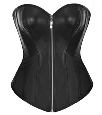 Womens Waist Cincher Faux Leather Corset + G-String - Black - 3XL (CST2)