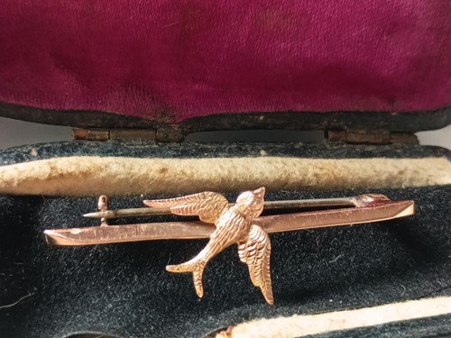 Antique 9ct gold swallow knife - antique,