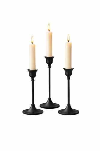 Black metal taper - metal, candle