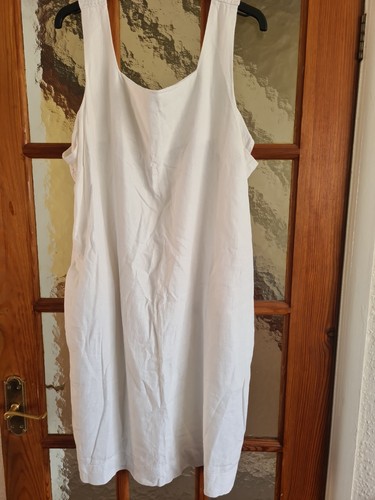 Ladies white linen dress - white,