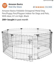61CM Dog Amazon 8 Panel Metal Puppy Playpen Run Cage Fence Enclosure Indoor UK