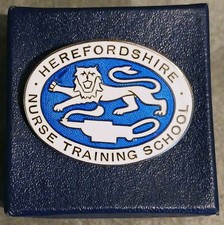 Good 1968 Hallmarked Herefordshire Nurse Training School Silver & Enamel Badge