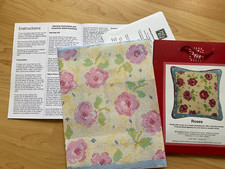 Jolly Red Tapestry Embroidery  Canvas + pattern  Roses Cushion  pink cream blue