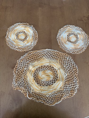 Vintage hand crochet doilies - vintage,