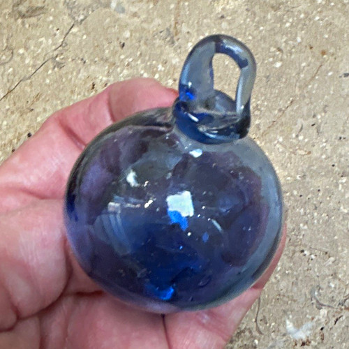 Blue glass ball paperweight - glass,
