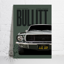 Steve McQueen Bullitt  '68 Ford Mustang GT - A3 Homage Poster
