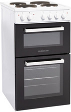 Cookology Electric Cooker 50cm, Double Oven, Solid Plate Hob - White CFSPTC502WH
