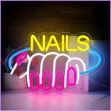 Nails LED Neon Sign Stylish Wall Decor for Nail Salon Beauty Studio Home USB...