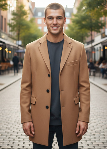 Mens overcoat camel - mens, overcoat/camel