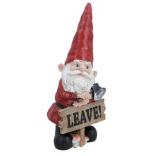 Gnome with leave sign figurine - leave,