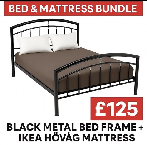 Double metal bed frame - metal, +