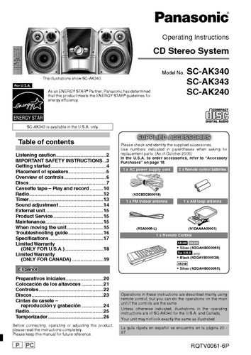 Panasonic ak240 ak340 - panasonic, sa-ak340