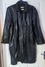 vintage Women’s Grunge long  Leather Coat Trench Matrix Vintage Size UK16