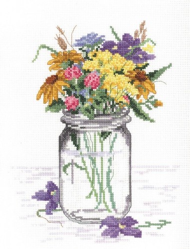 Janlynn wildflower jar - jar, counted