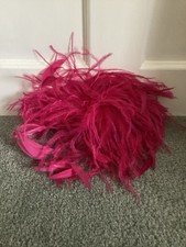 Ladies Hobbs Cerise Pink Feather Fascinator On Comb, Good Condition