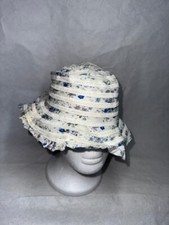 GIRLS KIDS WHITE 100% PAPER STRAW FLORAL BUCKET HAT 6-12 MONTH OLD HT005