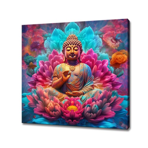 Buddha colourful lotus - colourful, flowers