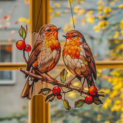 Robin bird acrylic suncatcher - robin,