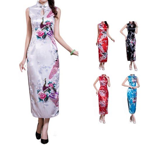Women chinese print cheongsam - print,