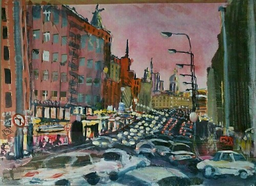 Original watercolour cityscape - original,