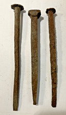 3 Large  Antique HandForged  Nails Wrought Iron Blacksmith Made 15-16-17cm (293)