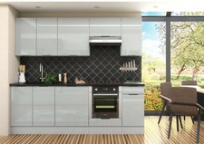 Fitted Kitchen Set 8 Cabinet Oven Housing Soft Close 240cm Light Grey Gloss Star