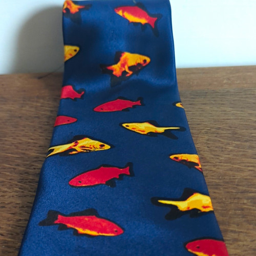 Next 100 silk tie blue - blue, fish