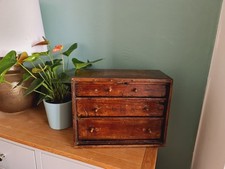 Antique Wooden Chest Watchmakers Engineers Tool chest Collector's Draw Tabletop 