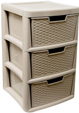 3 Tier Drawer Rattan Large Plastic Storage Unit Tower Mushroom Chest Drawers New