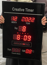 Large 60cm RED Wall Clock LED