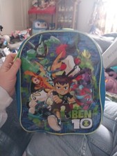  Ben 10 Cartoon Character School Bag/ Backpack (Green/Navy Blue) For Small Kids