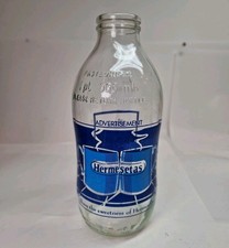 Vintage Advertising 1 Pint Milk Glass Bottle 80s Collectible Hermesetas Unigate
