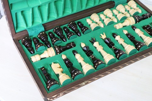 Wooden hand carved chess - a,