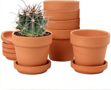Oairse 6PCS Terracotta Plant Pots 10x10cm Mini Clay Pot with Drainage and Sauce