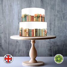 Vintage Bookshelf Books and roses ribbon border edging edible topper ICING/WAFER