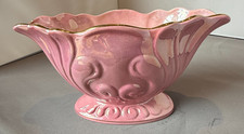 Vintage Maling Newcastle Art Pottery Footed Bowl – Pink with Gold Trim – c.1940s