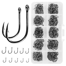 Circle Fishing Hooks with Plastic Box set of 500pcs Carbon Steel with Eye Sea 3
