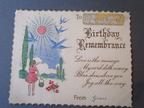 Vintage birthday card - card, 1930s