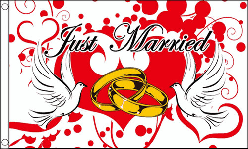 Just married large flag 8ft - (8ft, x