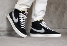 Nike Blazer Mid '77 Suede UK 6 EU40 Black Pure Platinum Sail White Unisex