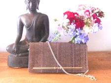 Vintage Snakeskin/Leather  SHOULDER BAG/CLUTCH BAG.. CIRCA 1970s..Chain Belt