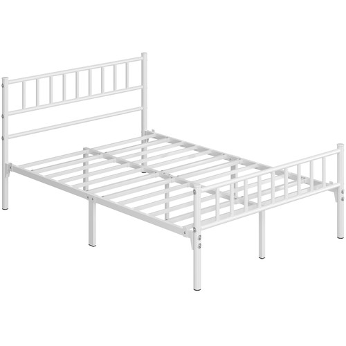 Black white silver metal bed - black/white/silver,