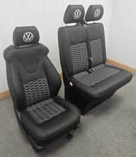 VW T5 T6 FRONT SEATS with RECARO SPORT Foam Upgrade Black + White Upholstery RS