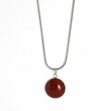 Red stone pendant necklace - stone,